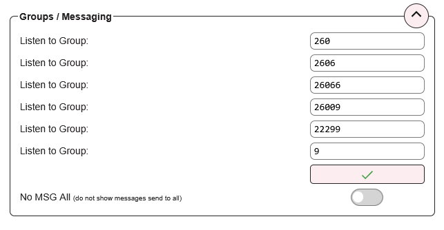 Panel Groups Messaging Settings MeshCom 4.0